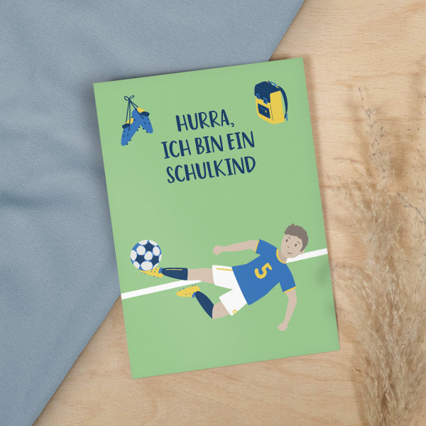 Postkarte Einschulung Fußball